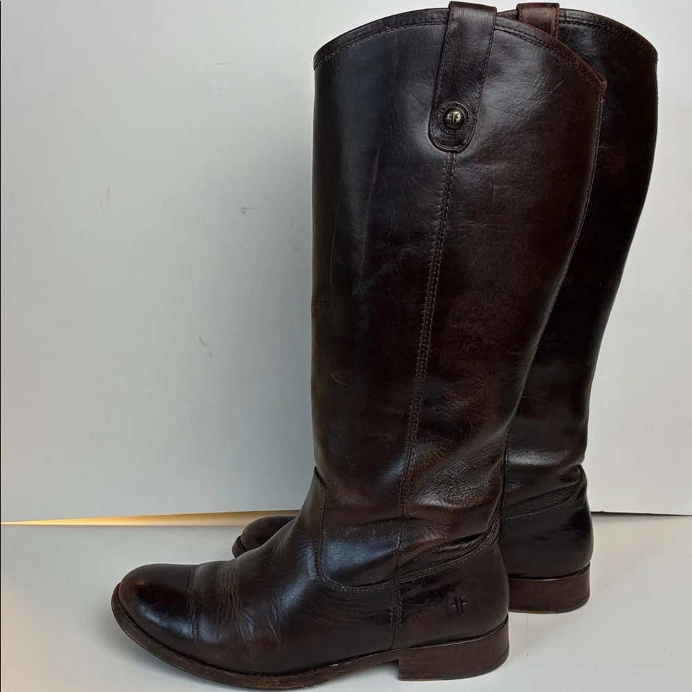 Frye Melissa Button Brown Leather Knee High Boot Sz 9 Equestrian Riding